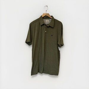 Volcom Men’s XL Polo Shirt Olive Green‎ Cotton Blend Soft Casual Short Sleeve